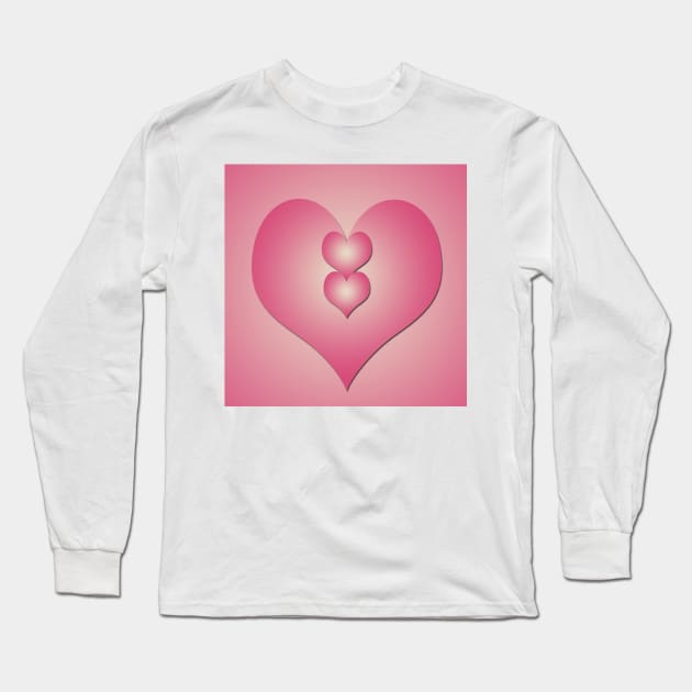 Pink hearts on pink background Long Sleeve T-Shirt by ikshvaku